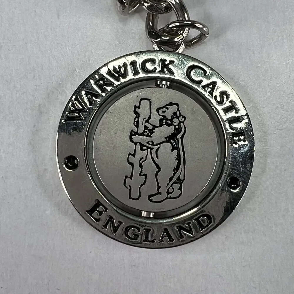 Vintage Warwick Castle England Bear Crest Souvenir Keychain Keyring
